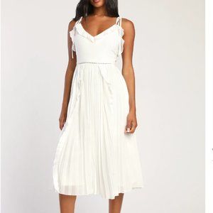Tie-Strap Pleated Midi Dress